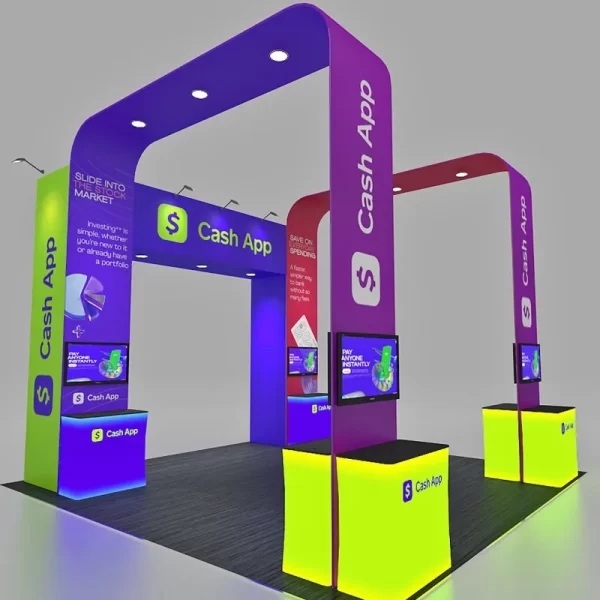20 X 20 Double Arch Exhibit Booth - Cash App - Trade Show Display Depot