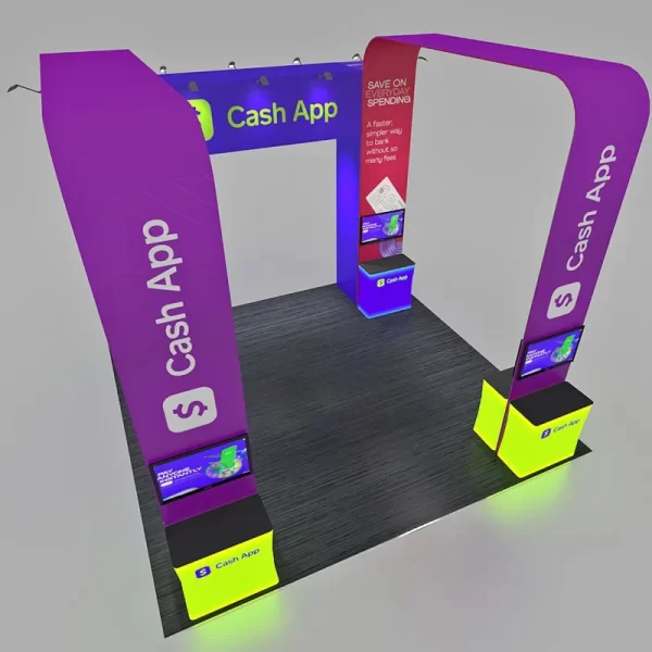 20 X 20 Double Arch Exhibit Booth - Cash App - Trade Show Display Depot