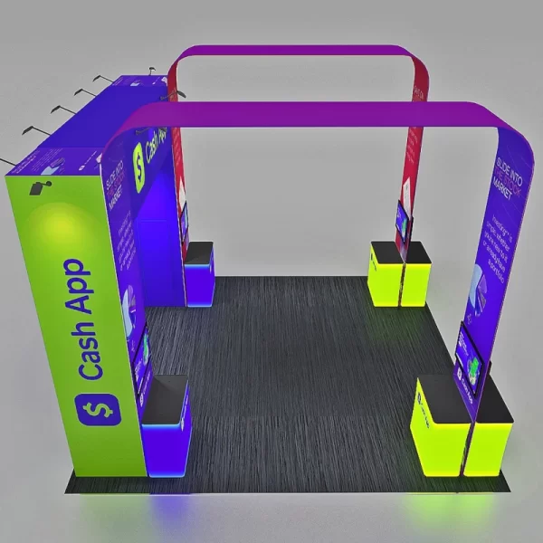 20 X 20 Double Arch Exhibit Booth - Cash App - Trade Show Display Depot