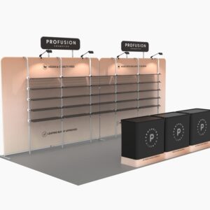 10 X 20 Merchandising Display with 5 Racks of Shelving