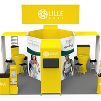 20X20 OCTAGON TENSION FABRIC DISPLAY WITH LED WATERFALLS