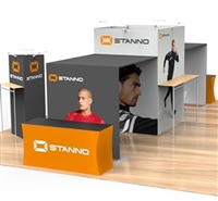 20x20 Waveline Island Tension Fabric Display with Tower and Waterfalls Brackets