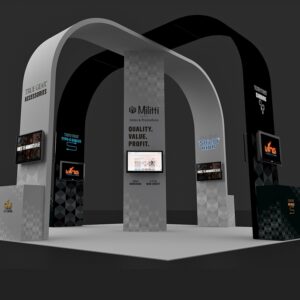 20 X 20 ft Island Booth 16 ft Tall Arch Trade Show Booth